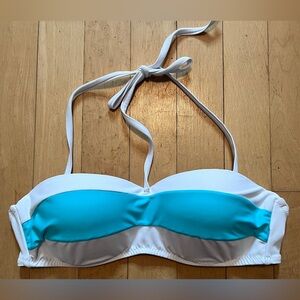 White/Teal Bikini Top